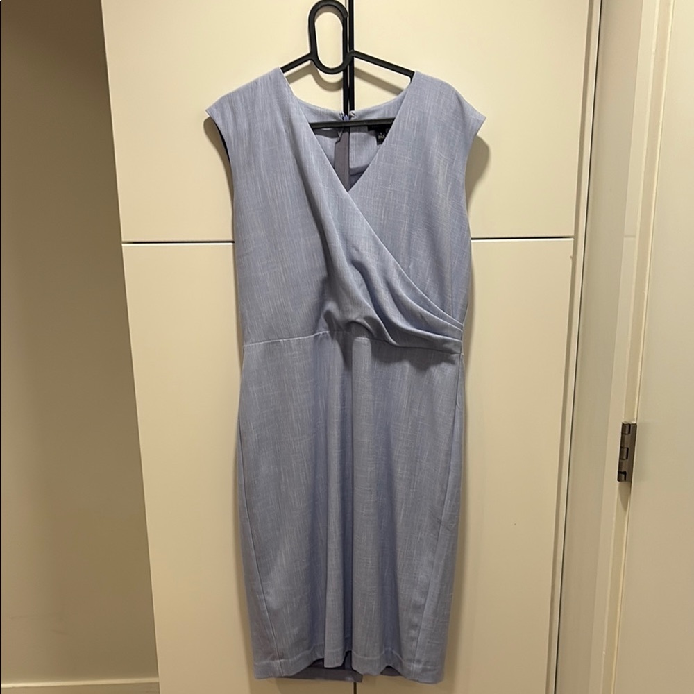 Ann Taylor Soft Blue Wrap Midi Dress